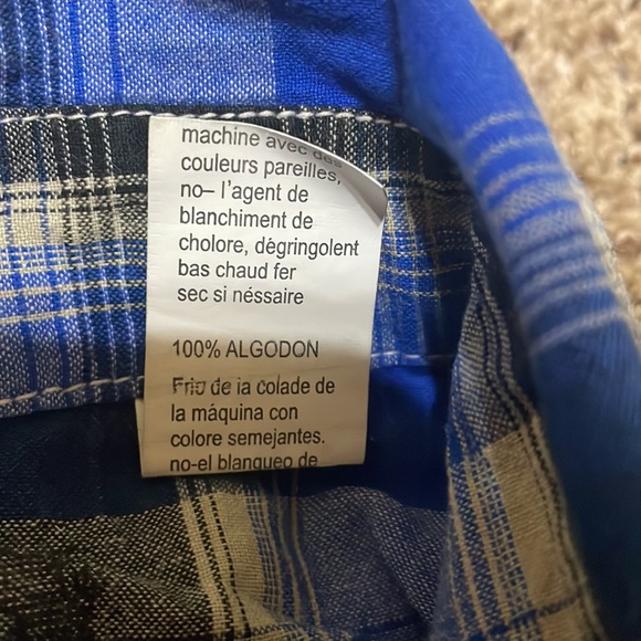 Ely 1878 Blue Pearl Snap Button Front Mens XL Blue Plaid Thick Stitching Graphic - Picture 9 of 11